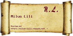 Milus Lili névjegykártya